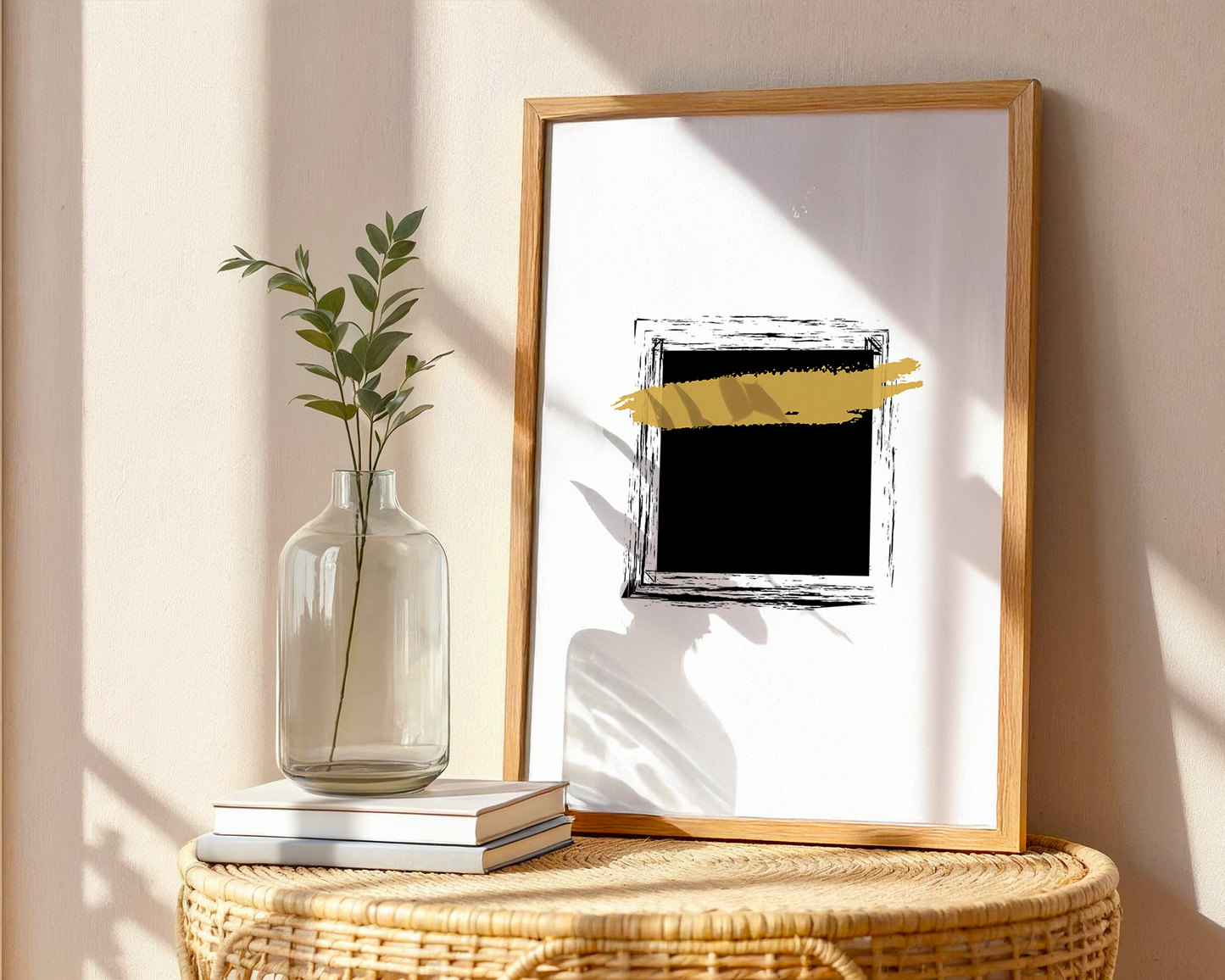 Minimal Kaabah black & gold painting Islamic wall art poster