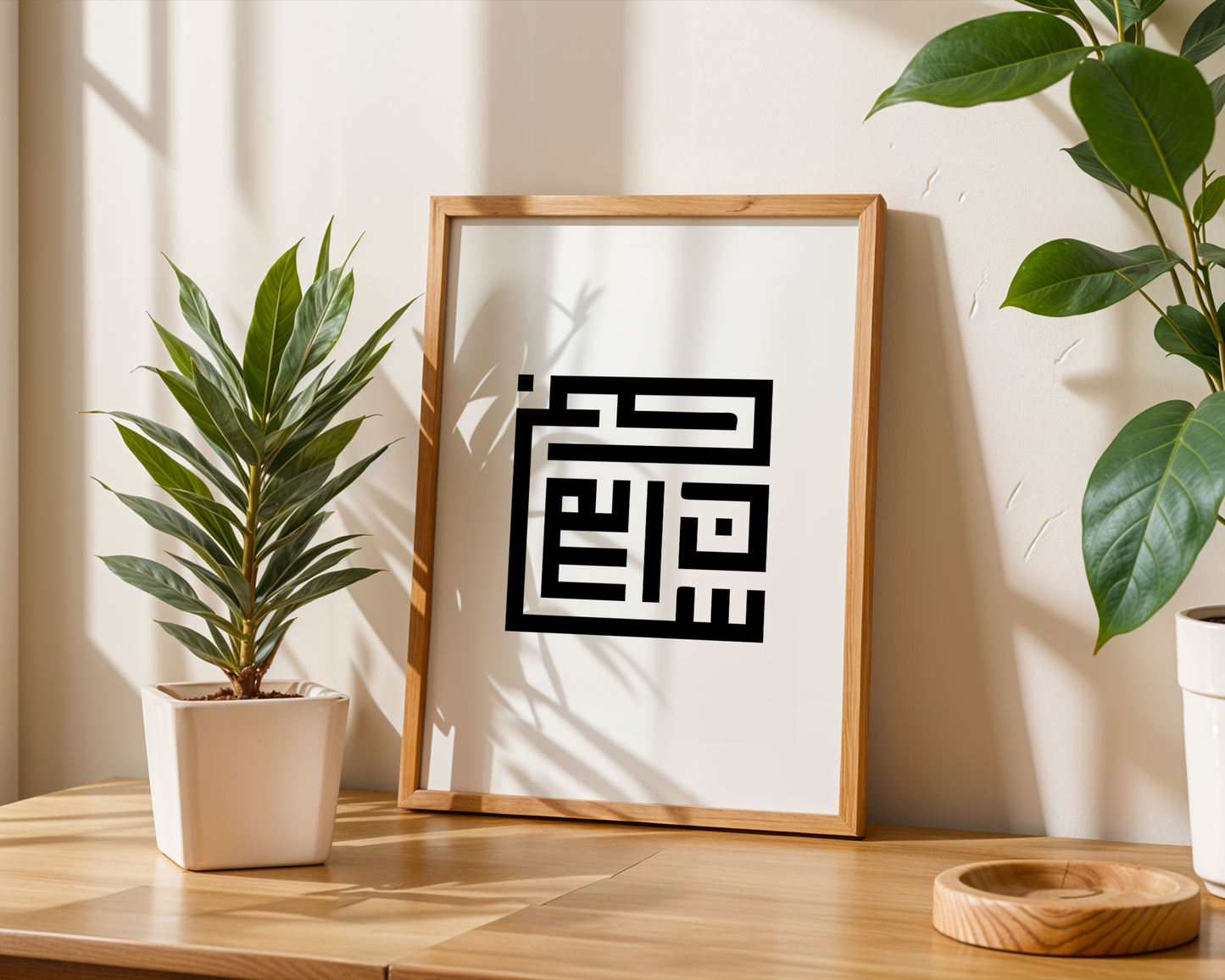 SubhanAllah Minimal Kufic Calligraphy black & white Islamic wall art poster