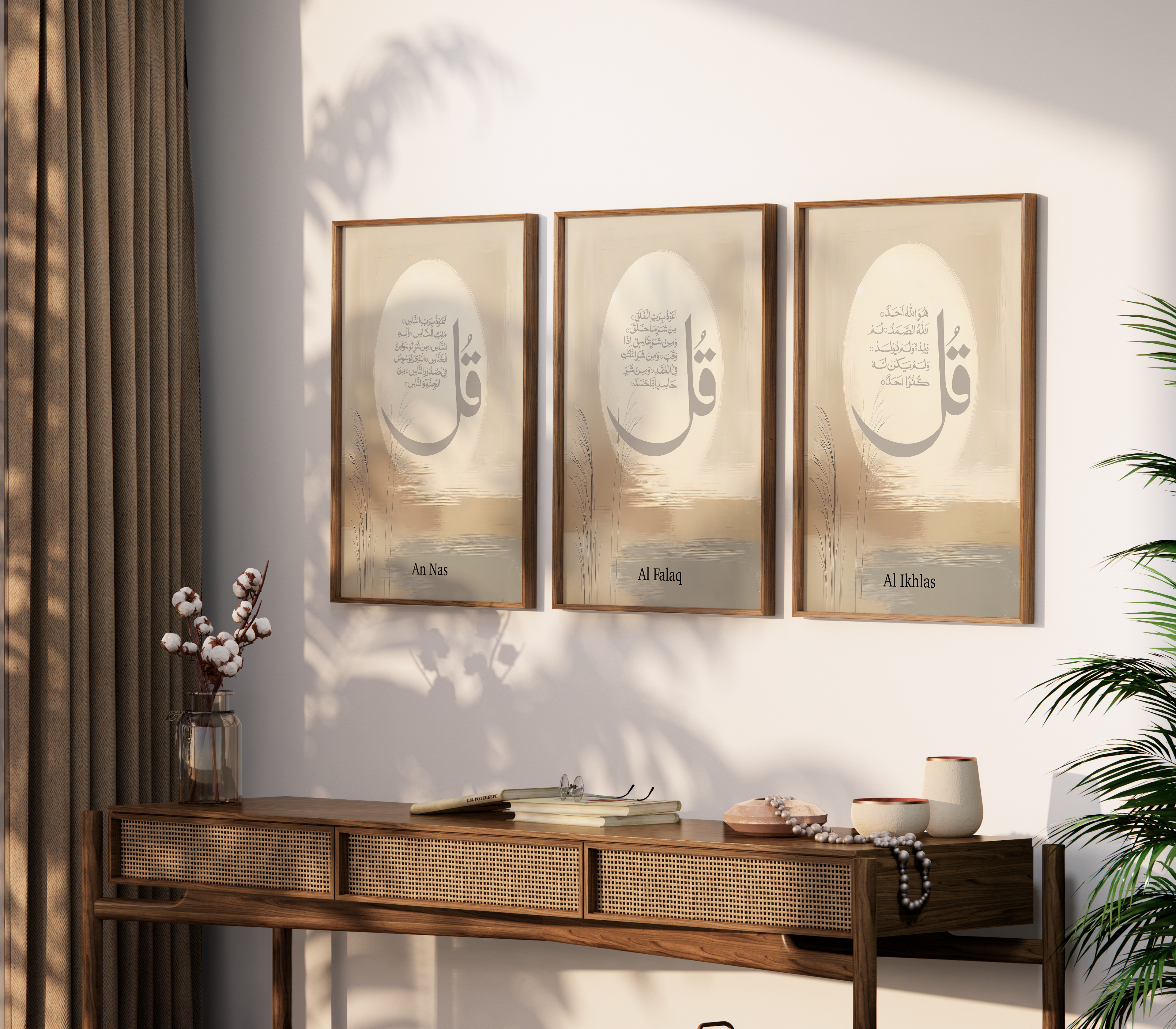 Set of 3 Surah Al Ikhlas, An Nas, Al Falaq, Quran Verses, Islamic Wall Art Prints