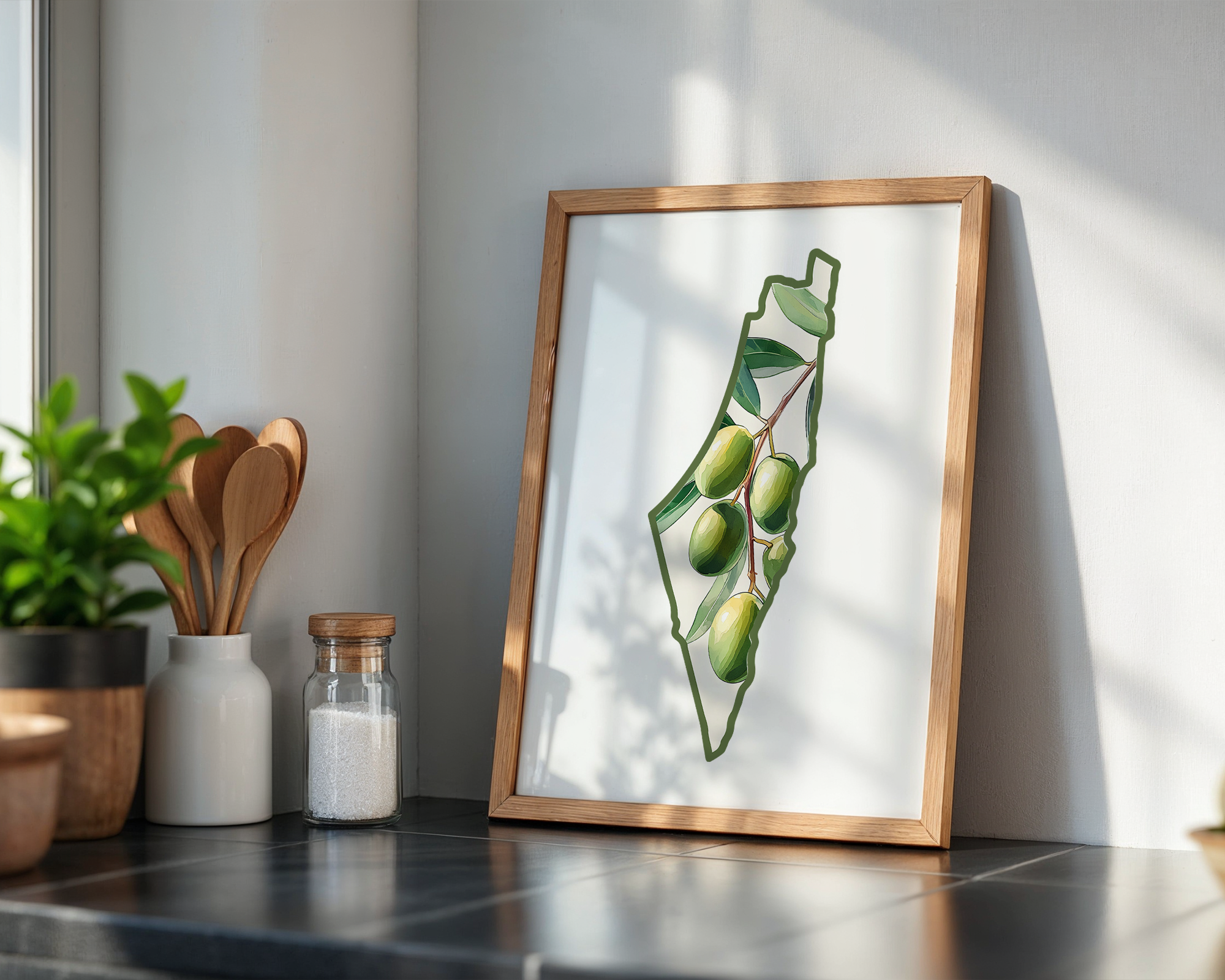 Palestine Olive Tree Map Wall Art Print