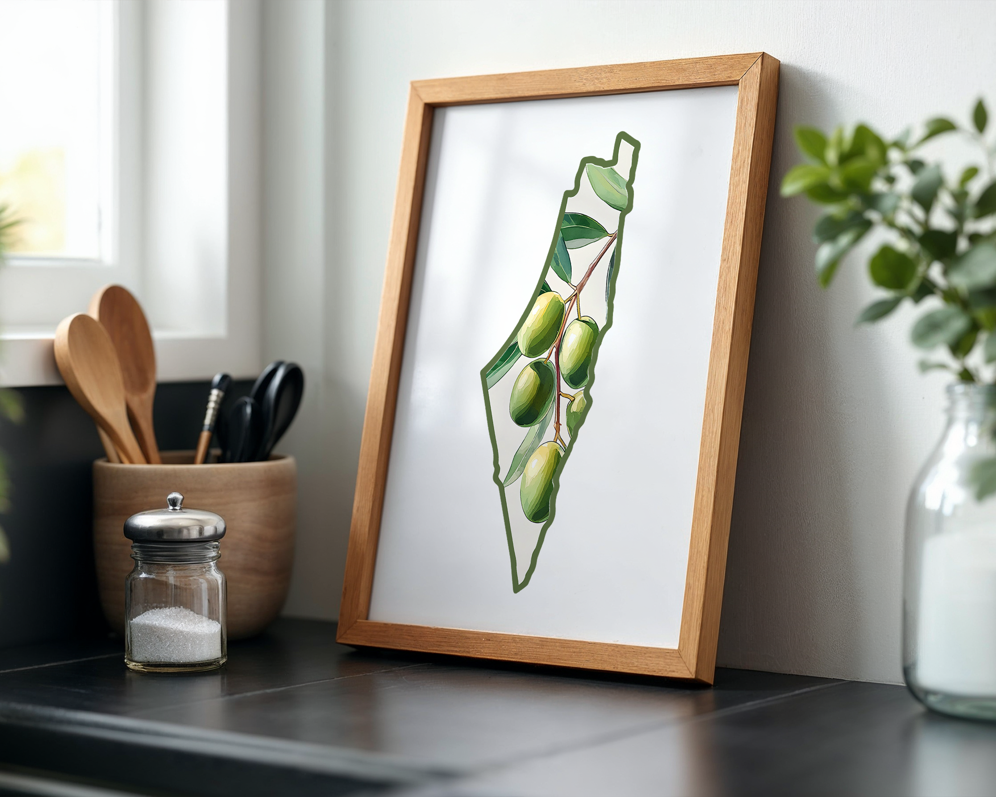 Palestine Olive Tree Map Wall Art Print