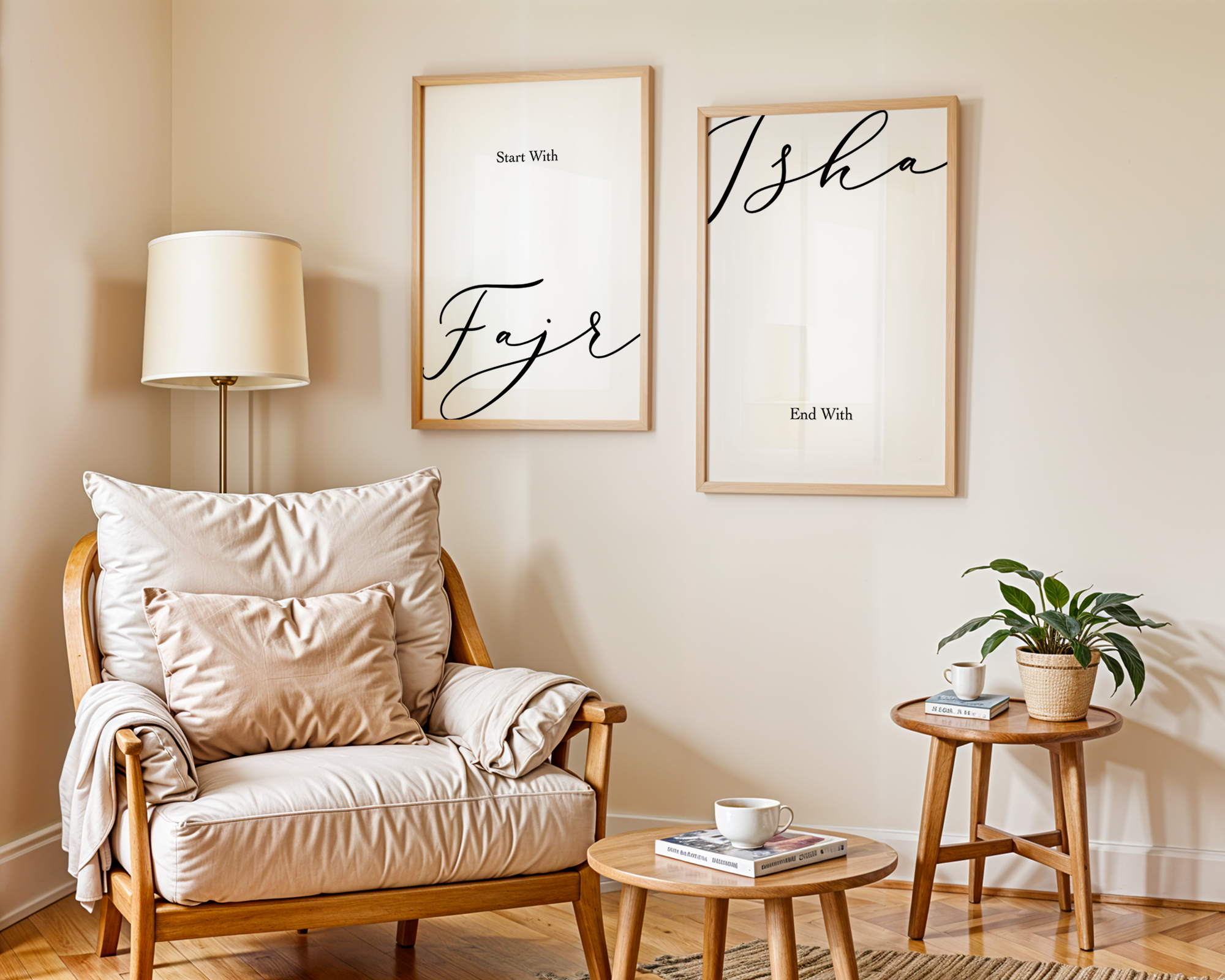 Set of 2 Start with Fajr and End with Isha Islamic Wall Art Prints