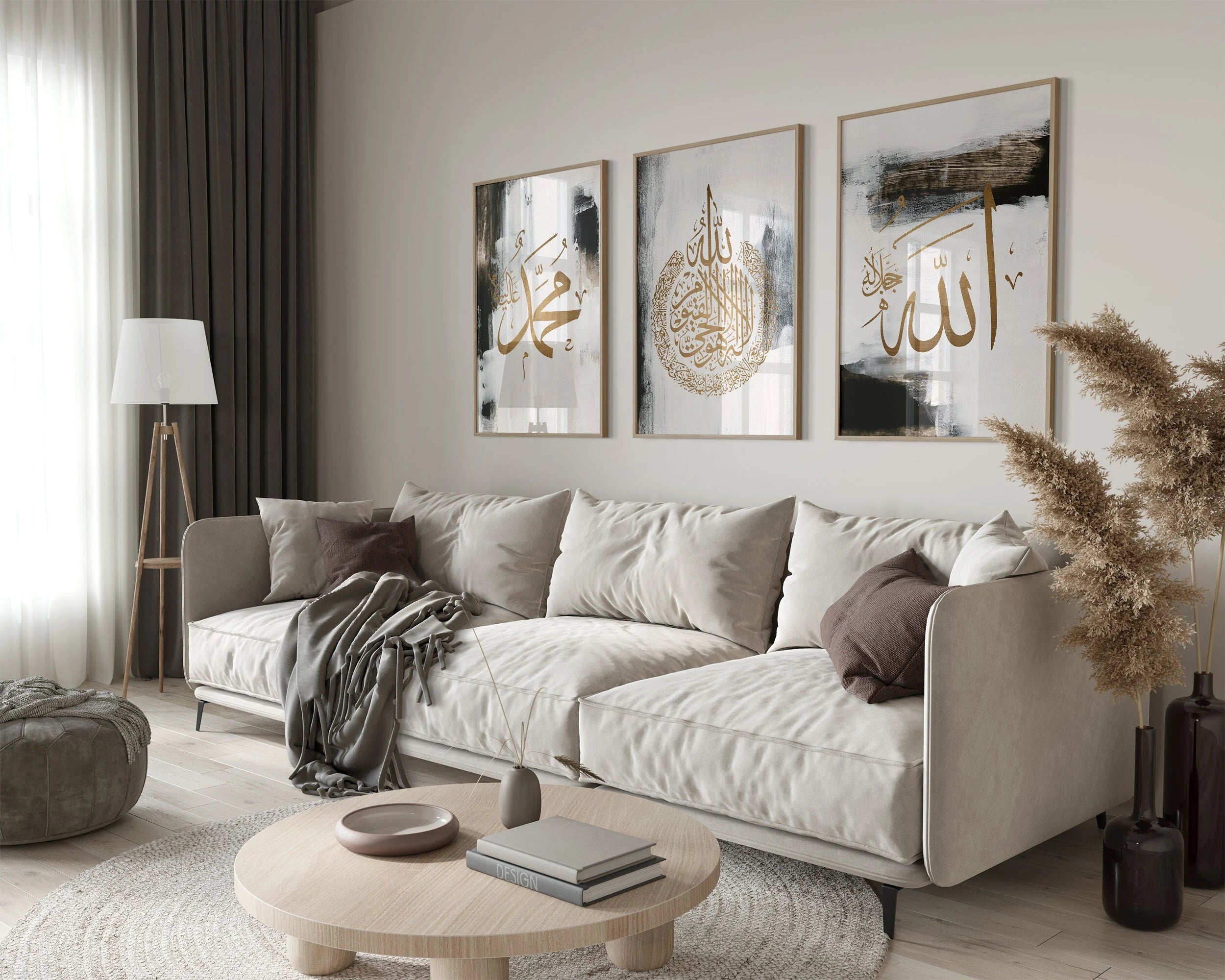 Allah & Muhammad Islamic Wall Art Set – Black & Gold Prints | Bless Your Walls