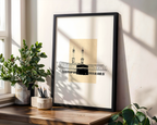 Kaabah Beige Sketch Islamic Wall Art, Arabic Islamic Calligraphy wall art poster