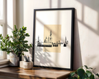 Masjid Beige Sketch Islamic Wall Art, Arabic Islamic Calligraphy wall art poster