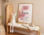 Kids Protection Dua Personalised Pink Islamic Name Print, Arabic Calligraphy, Islamic name, Protection Dua, Wall Art