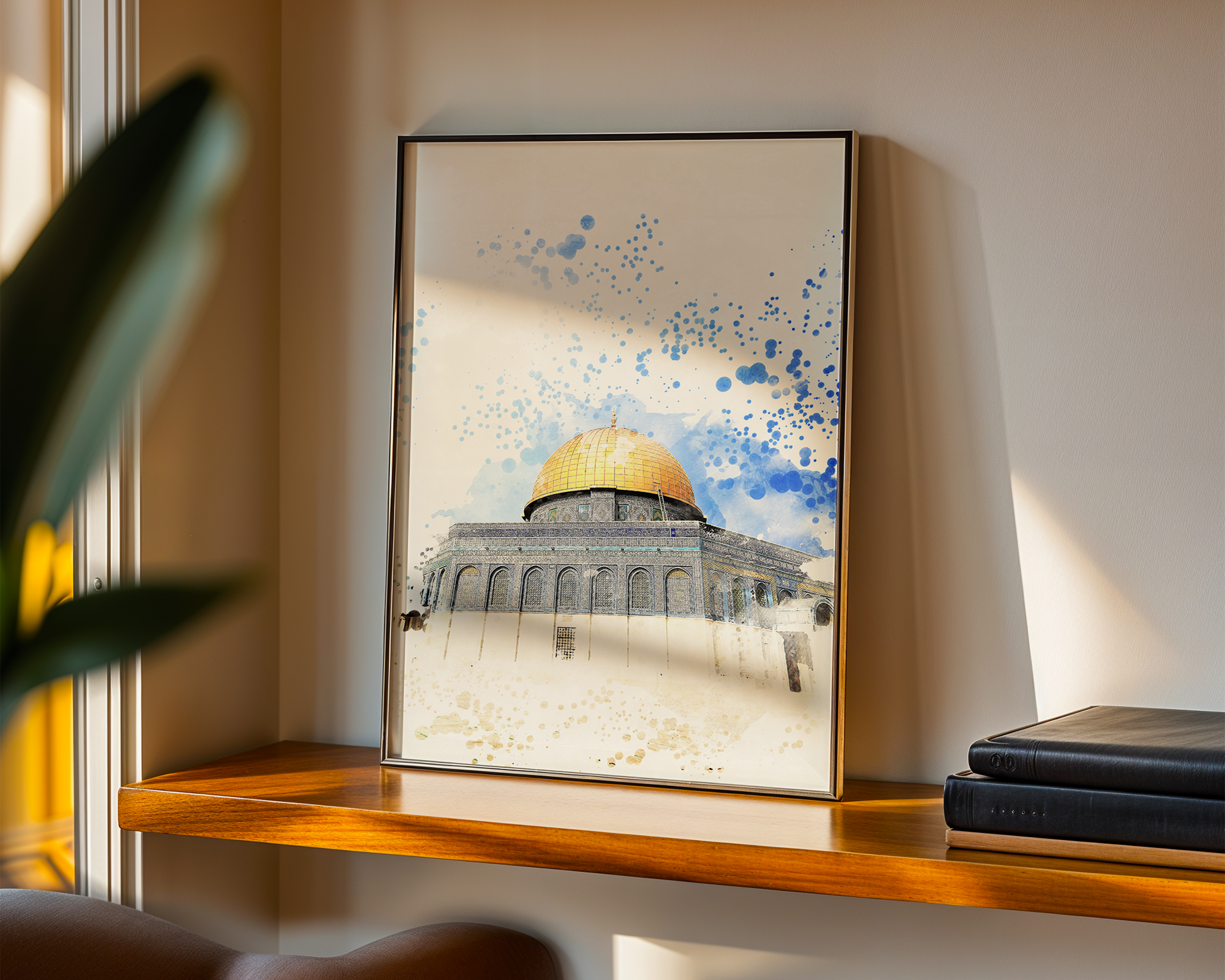 Dome of the Rock Islamic Wall Art Watercolour Print - Muslim Home Decor