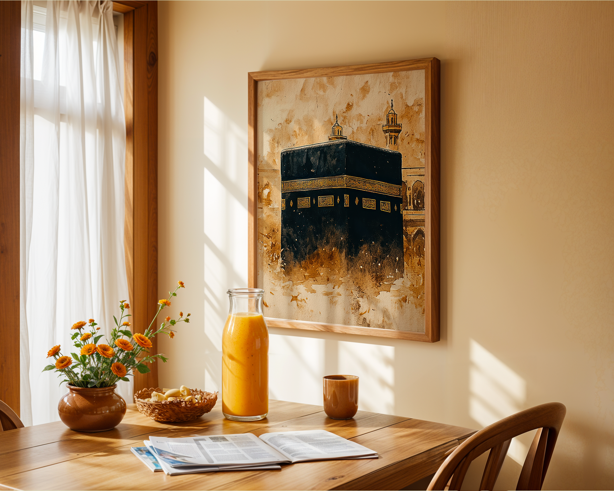 Watercolor Painting of Kaaba Islamic wall art poster