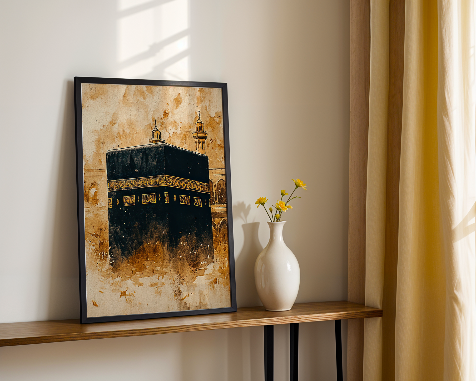 Watercolor Painting of Kaaba Islamic wall art poster