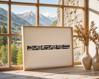 Bismillah Minimal Kufic Calligraphy black & white Islamic wall art poster