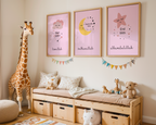 Islamic Wall Art 3x Start With Bismillah Pink Nursery Art
