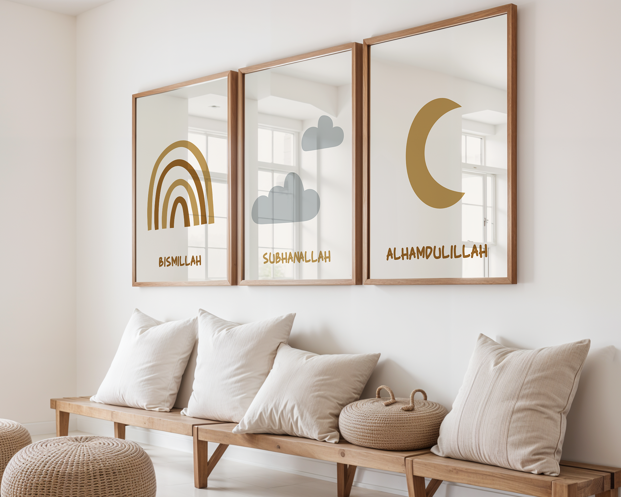 Islamic Wall Art 3x Tasbih Subhanallah, Alhamdulillah, AllahuAkbar Islamic Nursery Prints