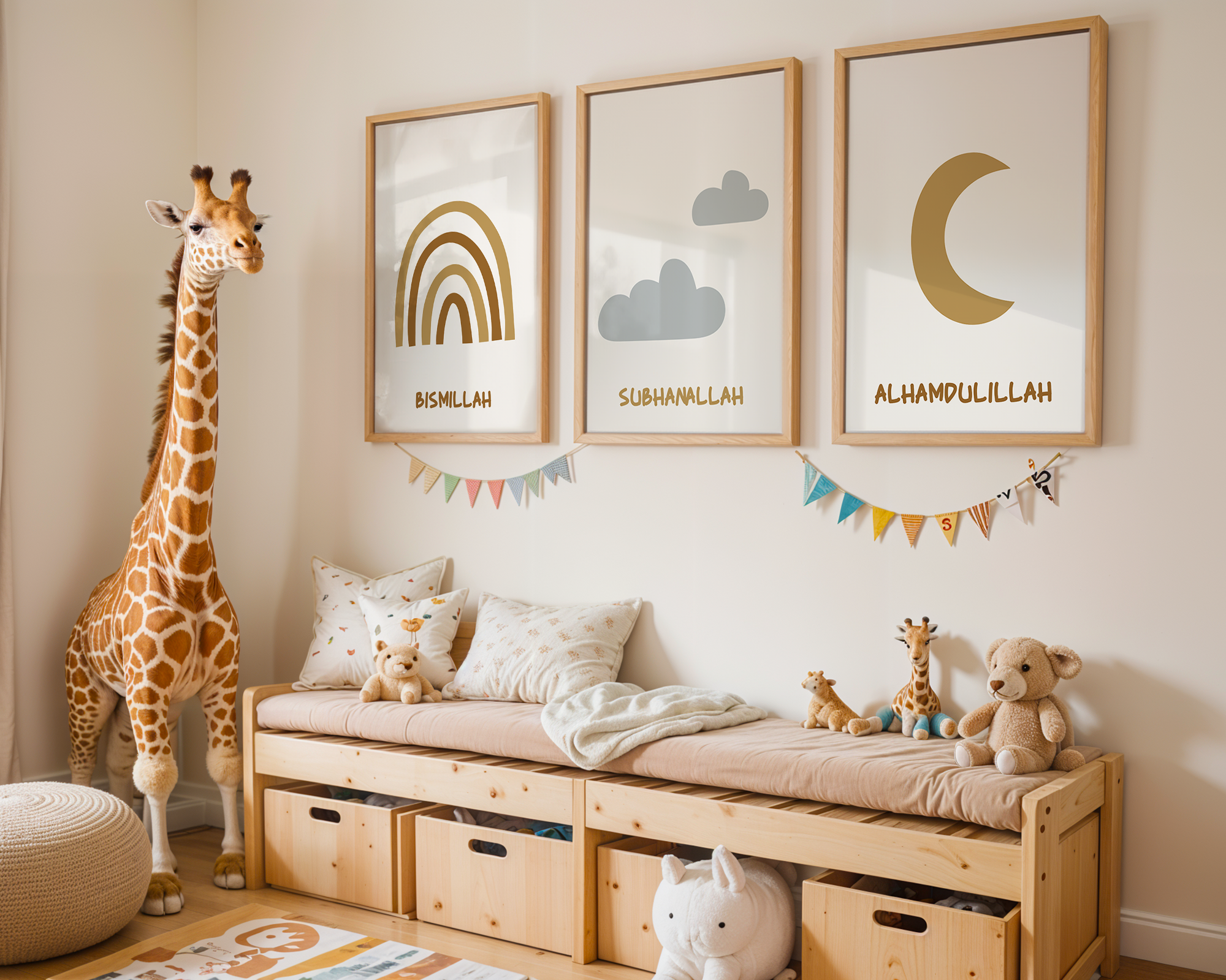 Islamic Wall Art 3x Tasbih Subhanallah, Alhamdulillah, AllahuAkbar Islamic Nursery Prints