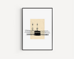 Kaabah Beige Sketch Islamic Wall Art, Arabic Islamic Calligraphy wall art poster