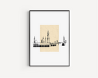 Masjid Beige Sketch Islamic Wall Art, Arabic Islamic Calligraphy wall art poster