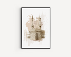 Kaabah Beige Paint Effect Calligraphy Islamic Wall Art, Arabic Islamic Calligraphy wall art poster