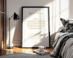 Ayatul Kursi Beige/Gold Arabic English Islamic Wall Art Print