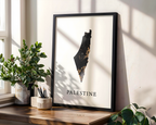 Grey & Gold Alcohol Ink Palestine Map Islamic Wall Art Print