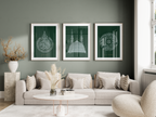 Islamic Wall Art 3x Ayatul Kursi, Masjid Nabwi, Surah Al Ikhlas Emerald Green