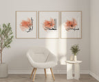 Islamic Wall Art 3x SubhanAllah, Alhamdulilah & Allahu Akbar Pink Watercolour