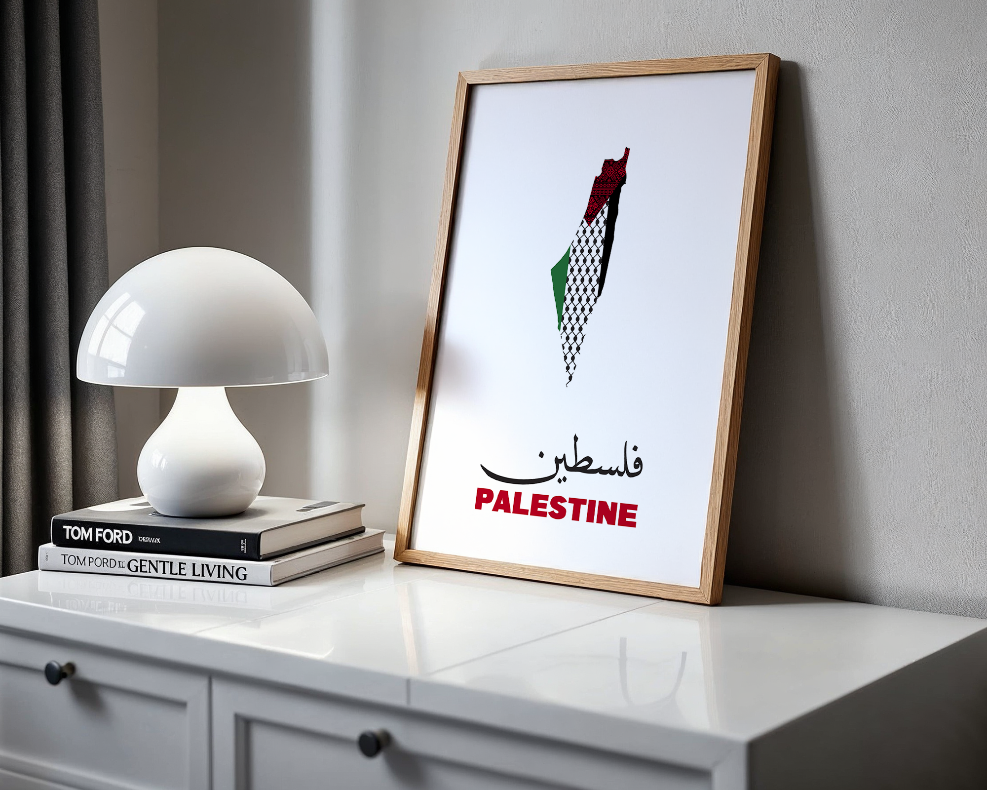 Palestine Map Keffiyeh Pattern Palestine Map Wall Art Print
