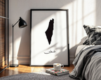 Palestine Map Black & White Wall Art Print Poster