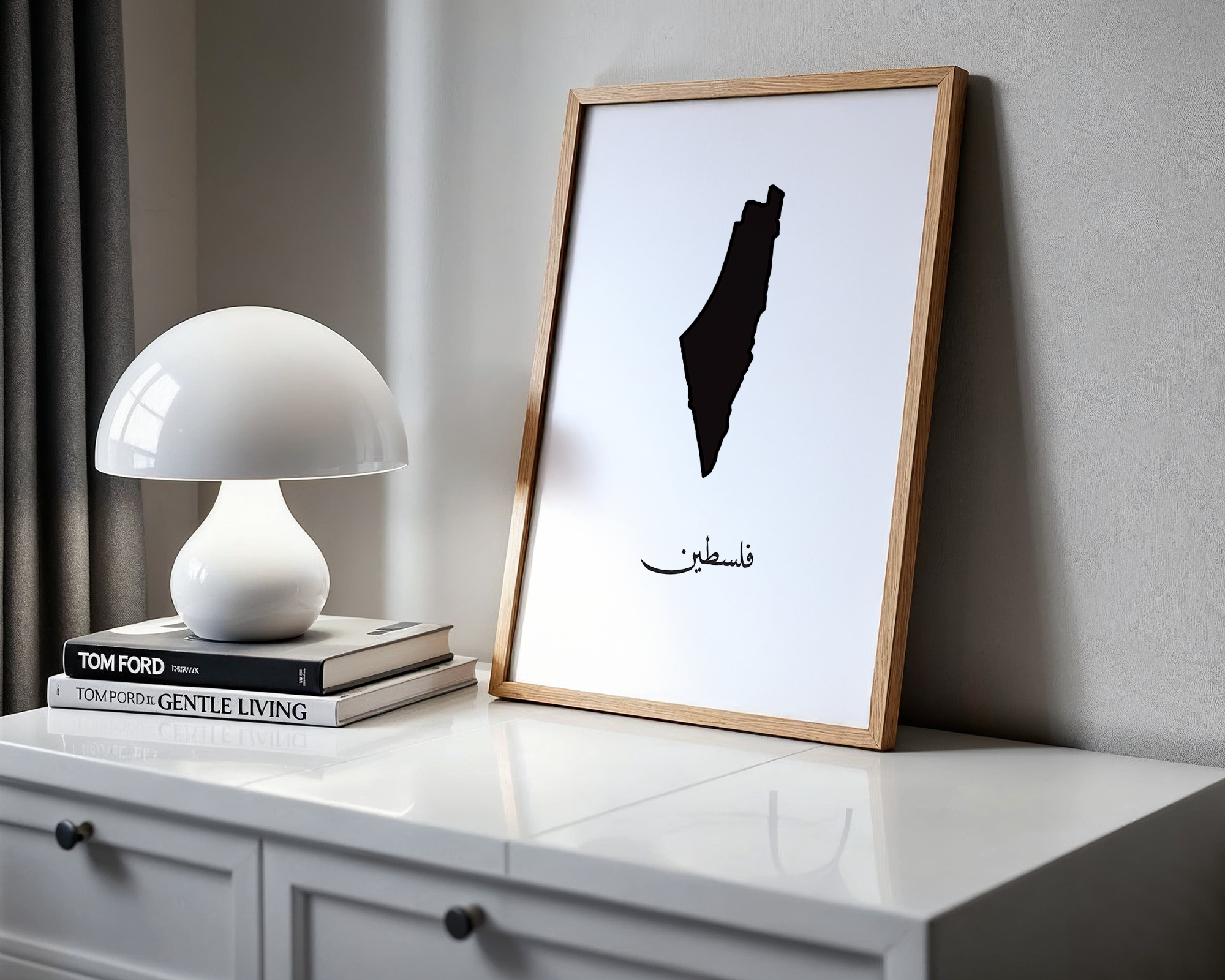 Palestine Map Black & White Wall Art Print Poster