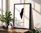 Palestine Map Black & White Wall Art Print Poster
