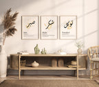 Sabr, Shukr & Tawakkul Islamic Wall Art Set – Neutral Beige Prints | Bless Your Walls