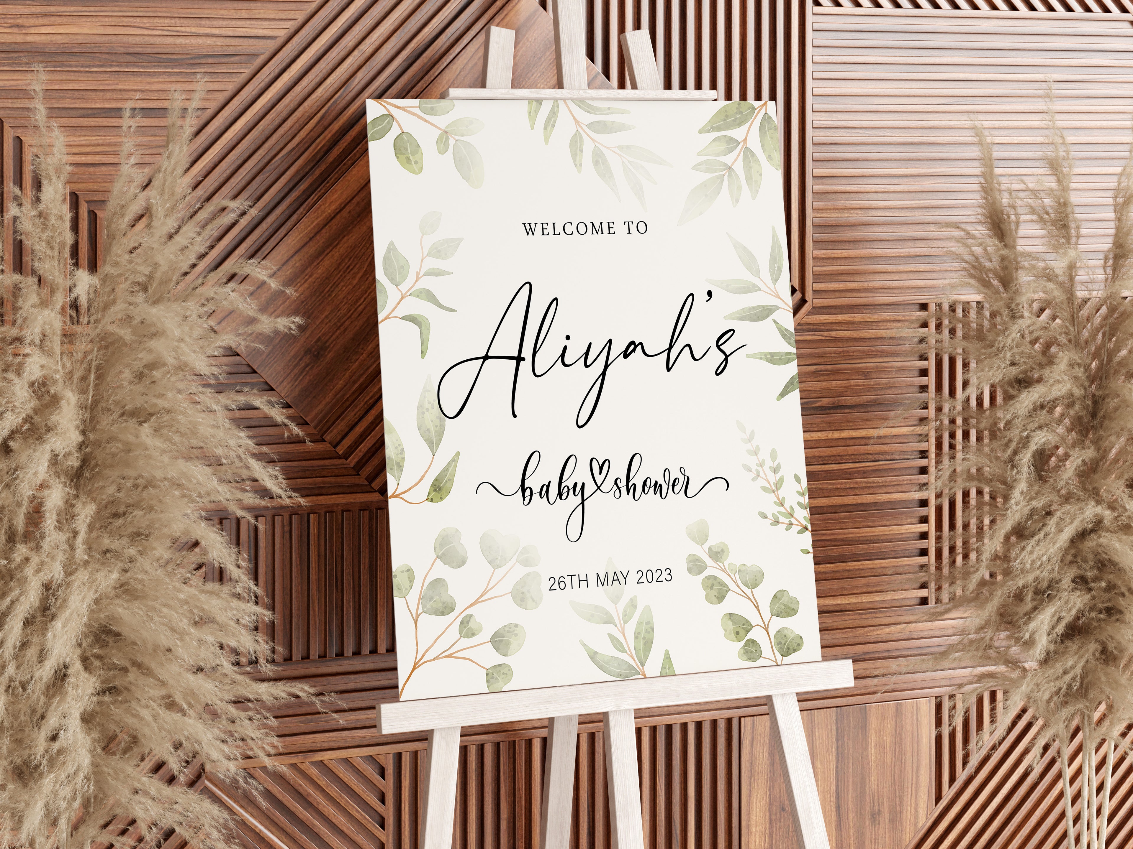 Sage Green Botanical Eucalyptus Baby Shower Welcome Sign | Custom Greenery Sign | Baby Shower Decor