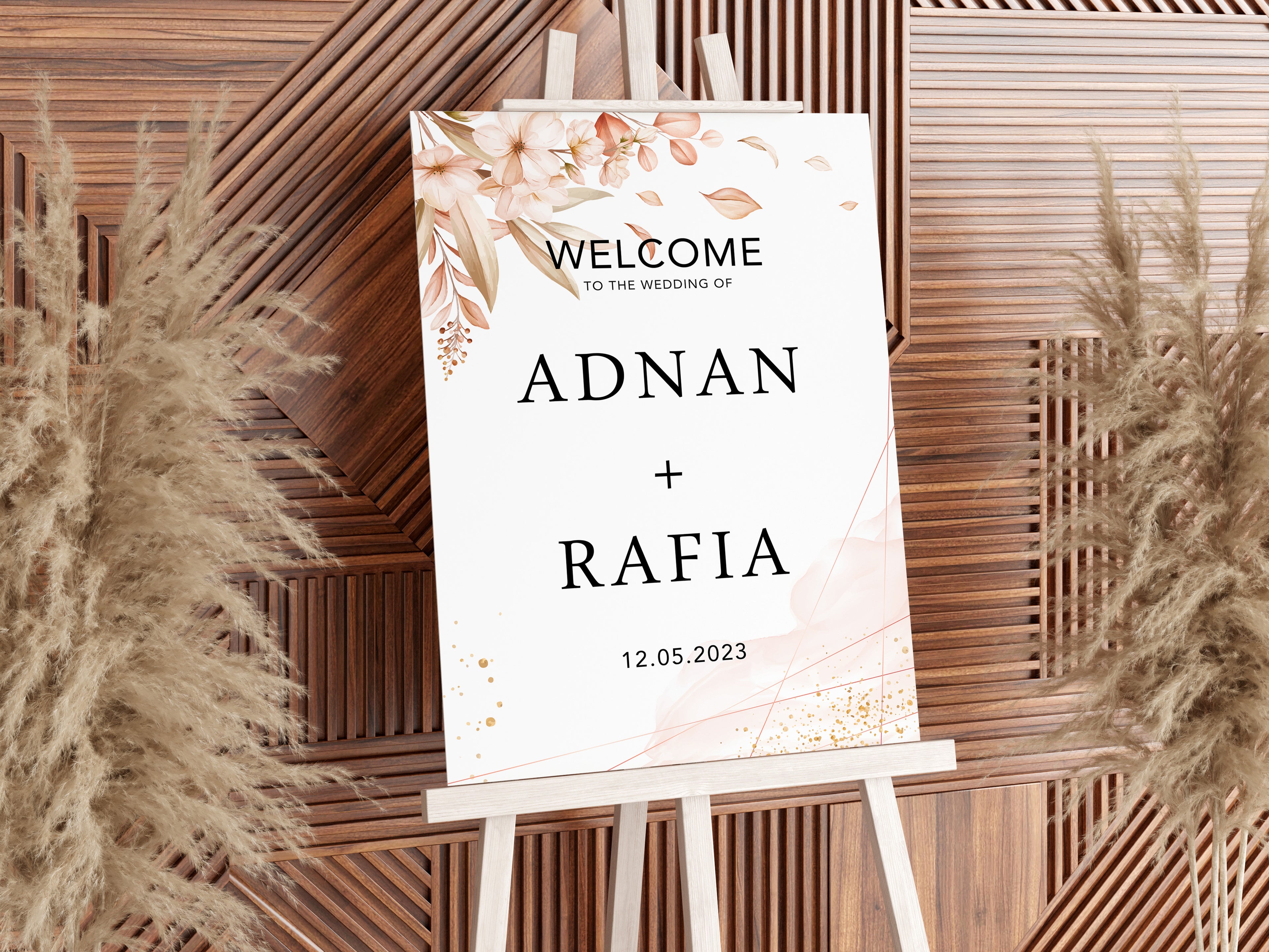 Welcome to the Wedding of - Personalised Foam Board Sign - Custom Wedding Decor, Elegant Wedding Entrance Sign