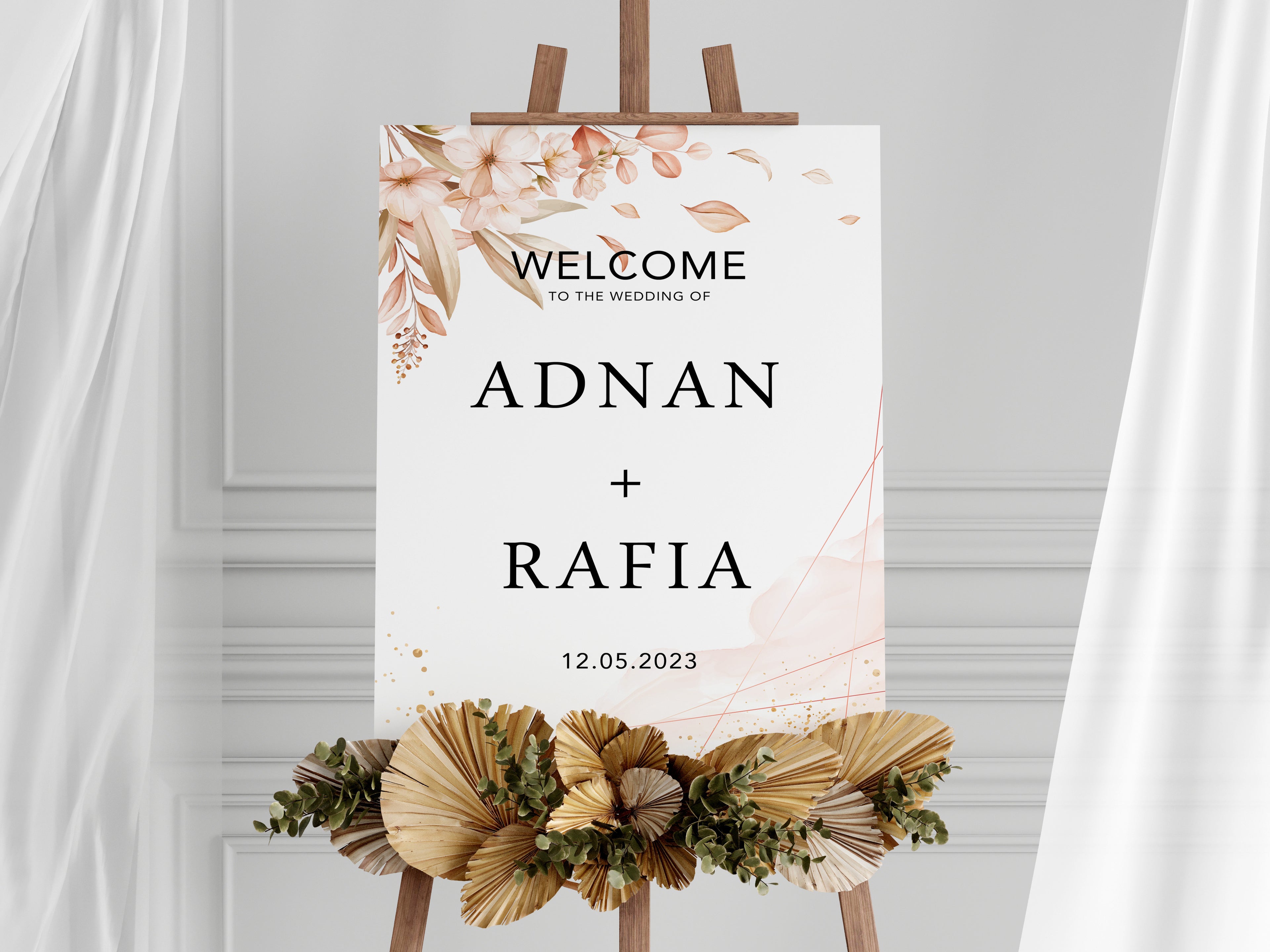 Welcome to the Wedding of - Personalised Foam Board Sign - Custom Wedding Decor, Elegant Wedding Entrance Sign