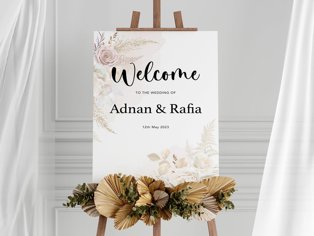 Modern Minimalist Welcome Wedding Sign: Personalized Foamboard (A1, A2, A3)