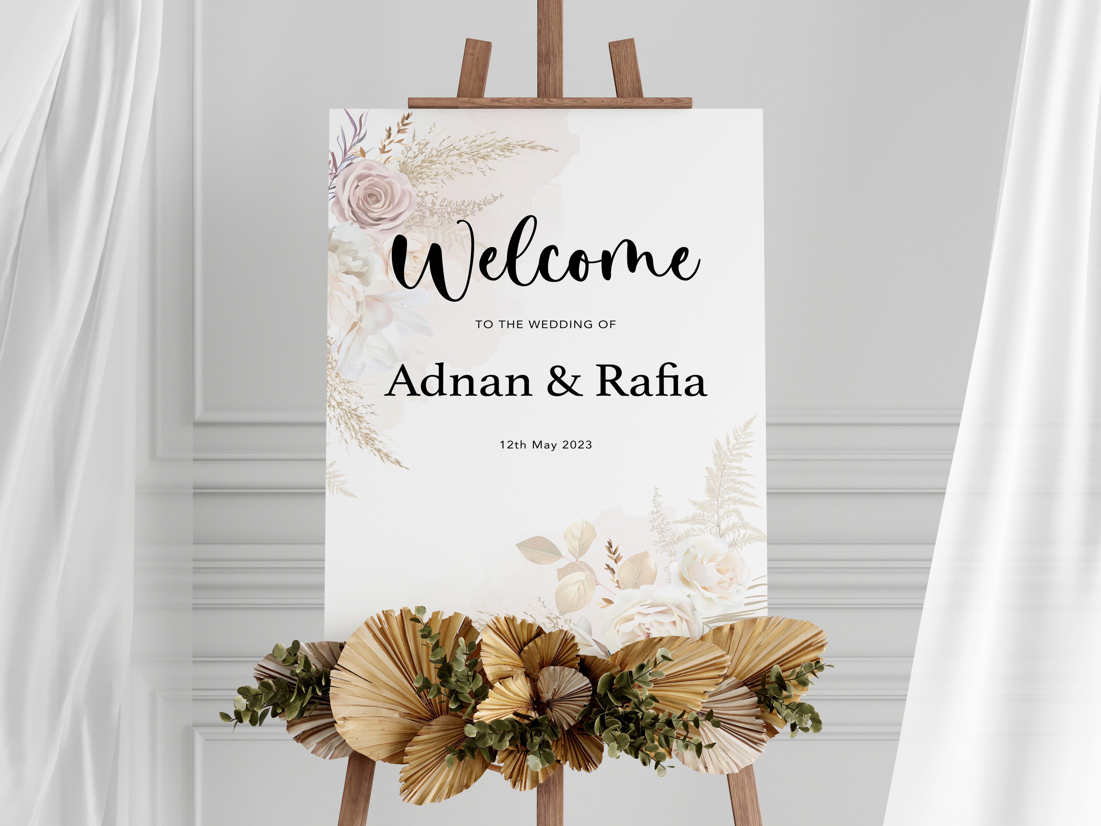 Modern Minimalist Welcome Wedding Sign: Personalized Foamboard (A1, A2, A3)