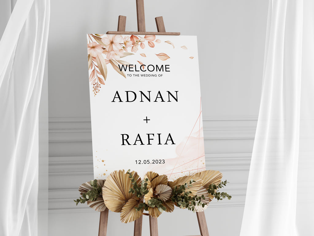 Welcome to the Wedding of - Personalised Foam Board Sign - Custom Wedding Decor, Elegant Wedding Entrance Sign
