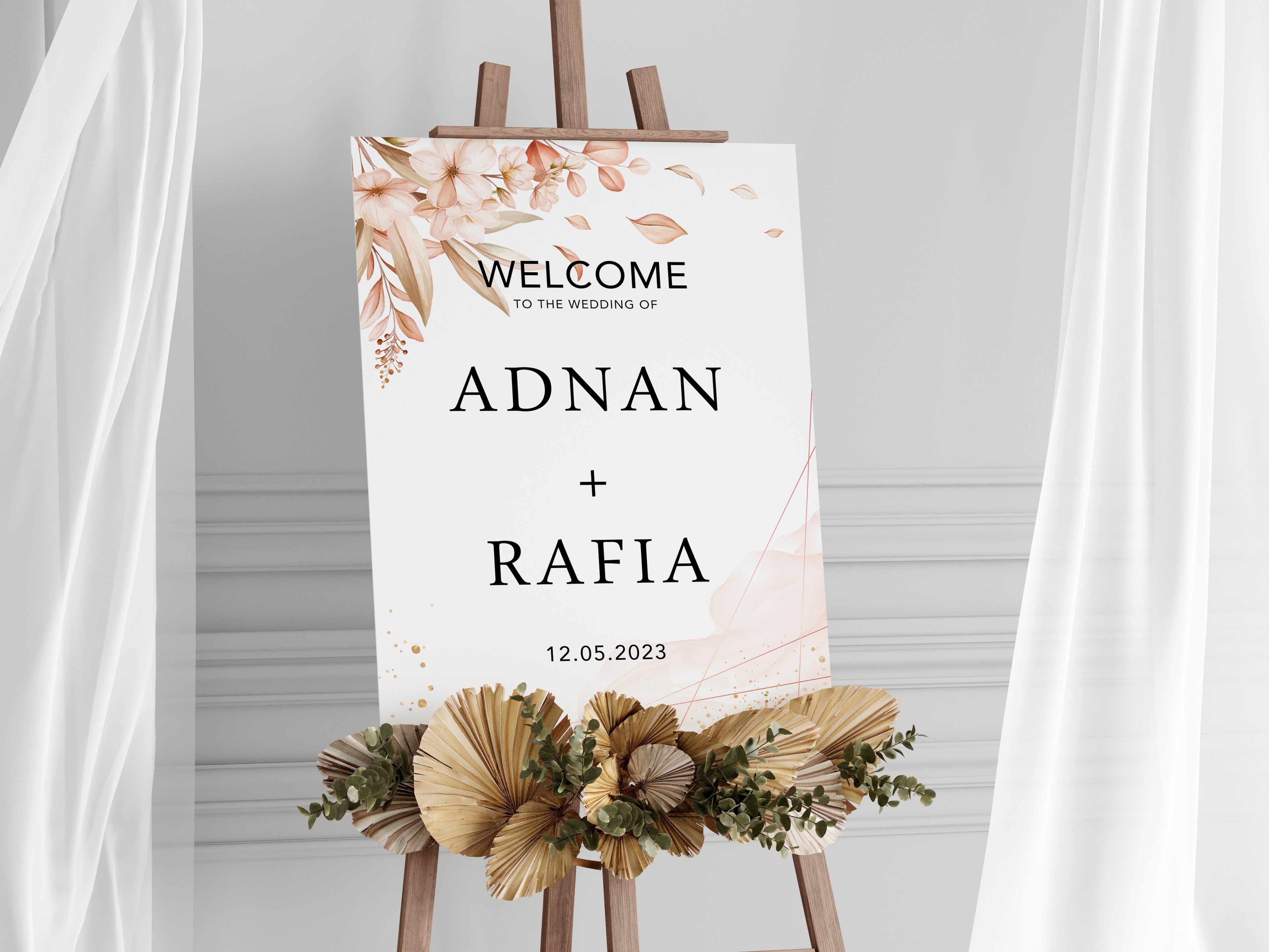Welcome to the Wedding of - Personalised Foam Board Sign - Custom Wedding Decor, Elegant Wedding Entrance Sign