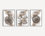Set of 3 Ayatul Kursi, 4 Quls, Surah Al Fatiha Beige Islamic Wall Art Islamic Wall Art Print – Premium Decor, Arabic Calligraphy Poster, Muslim Home D - Islamic wall art print UK